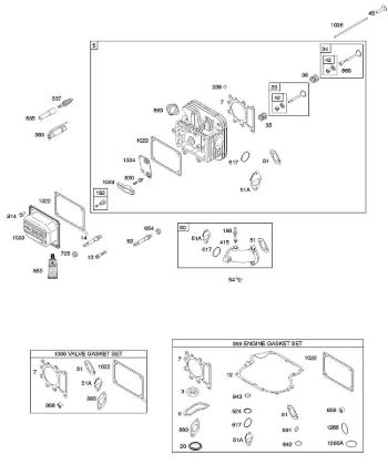 G - Cylinder Head, Gasket Set - Engine, Gasket Set - Valve, Intake Manifold B&S - 21 €¦ 21A907-0113-E1 Stihl