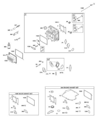 E - Cylinder Head, Gasket Set - Engine, Gasket Set - Valve, Intake Manifold, Valves B&S - 21 €¦ 21R602-0002-H1 Stihl