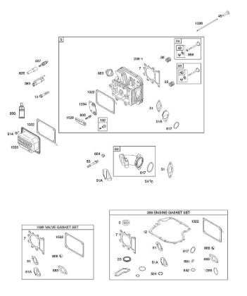 E - Cylinder Head, Gasket Set - Engine, Gasket Set - Valve, Intake Manifold, Valves B&S - 21 €¦ 21R807-0002-B1 Stihl