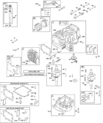 F - Cylinder, Head, Oil, Piston, Sump, Crankshaft, Gasket B&S - 28 €¦ 28M707-1194-E1 Stihl