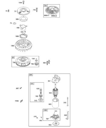 G - Electric Starter, Flywheel, Rotating Screen B&S - 31 €¦ 311707-0146-E1 Stihl