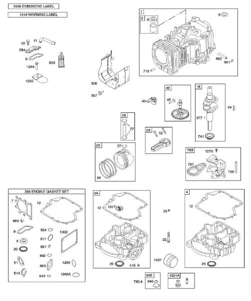 C - Camshaft, Crankshaft, Cylinder, Engine Sump, Gasket Set - Engine, Operator's Manual, Piston, Rings, Connecting Rod, Warning Label B&S - 31 €¦ 31A607-0156-B1 Stihl