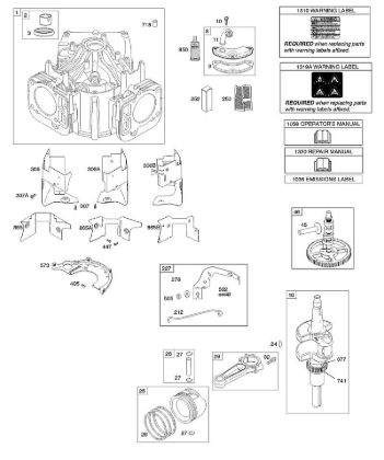E - Cylinder, Crankshaft, Camshaft, Air Guides, Piston, Rings, Connecting Rod B&S - 40 €¦ 401577-3130-B1 Stihl