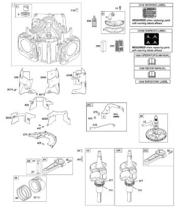 E - Cylinder, Crankshaft, Camshaft, Air Guides, Piston, Rings, Connecting Rod B&S - 40 €¦ 405577-0112-E1 Stihl