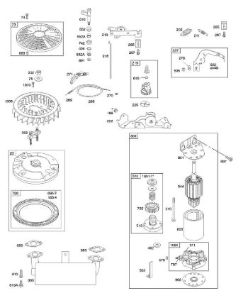 E - Controls, Electric Starter, Exhaust System, Flywheel, Governor Spring B&S - 40 €¦ 405777-0126-E1 Stihl