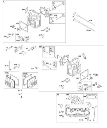 D - Cylinder Head, Rocker Arm Cover, Intake Manifold B&S - 44 €¦ 445577-0138-B1 Stihl