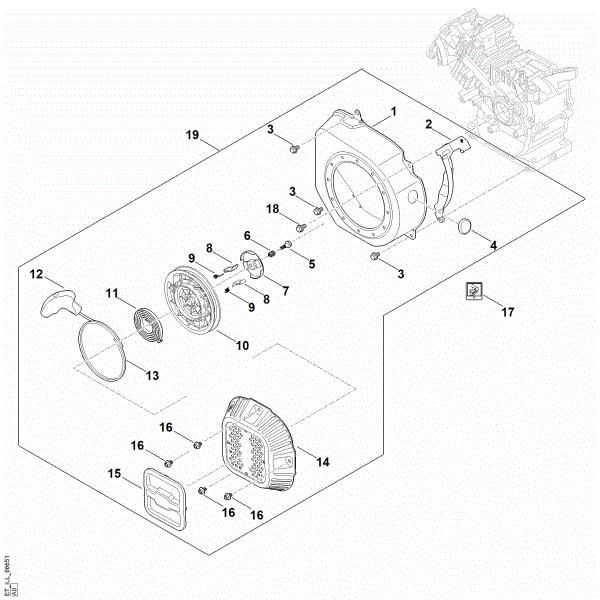 Picture of J - Starting system, fan housing EHC 605.0 (EHC605-0005)