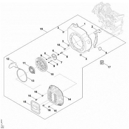 Picture of J - Starting system, fan housing EHC 605.0 (EHC605-0006)