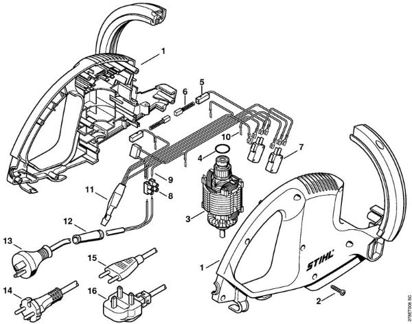 Motor housing, Electric motor Electric hedge trimmers (HSE) HSE 51 Stihl