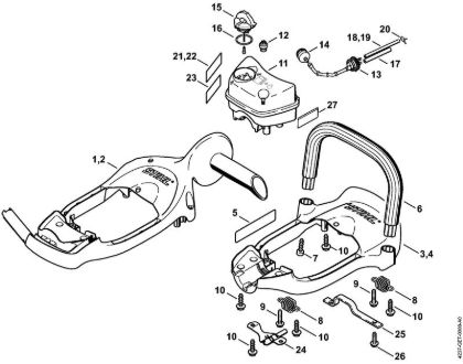 Handle frame, Fuel tank Hedge trimmers (HS) HS 81 RC-E Stihl