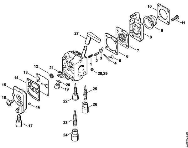 Carburetor C1Q-S225, -S218, -S196, -S197, -S105, -S111, -S115, -S116 Hedge trimmers (HS) HS 86 R Stihl