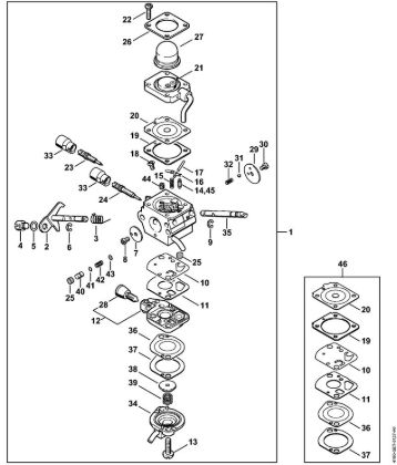 Carburetor C1Q-S72 KombiEngines (KM) KM 100 R Stihl