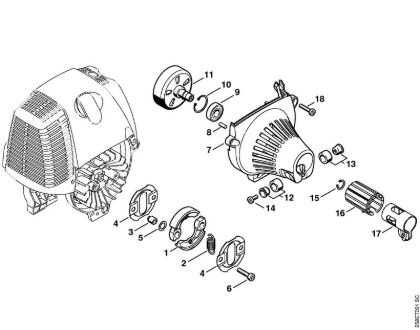 Clutch, Fan housing KombiEngines (KM) KM 130 Stihl