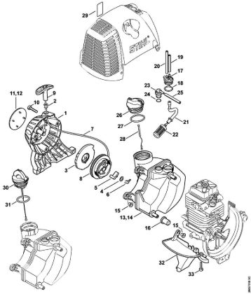 Rewind starter, Fuel tank KombiEngines (KM) KM 130 Stihl