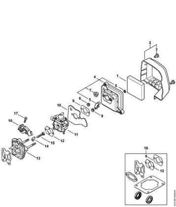 Air filter, Spacer flange KombiEngines (KM) KM 235.0 Stihl