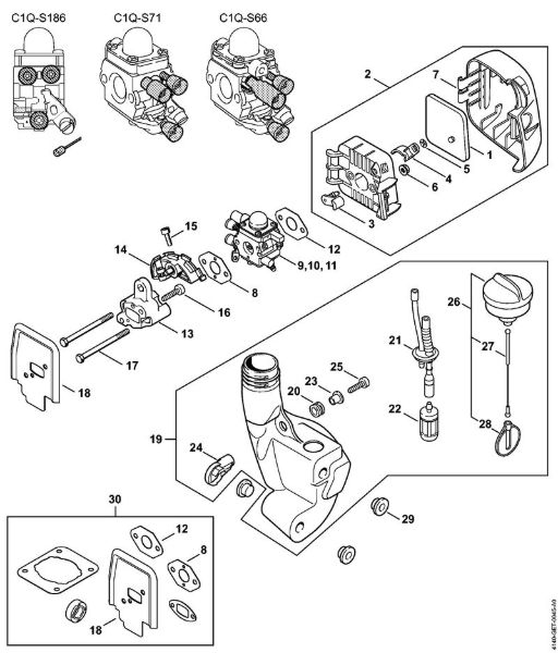 Air filter, Fuel tank KombiEngines (KM) KM 55 RC-E Stihl