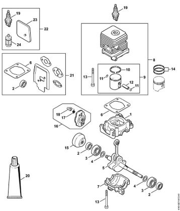 Crankcase, Cylinder KombiEngines (KM) KM 55 RC-E Stihl