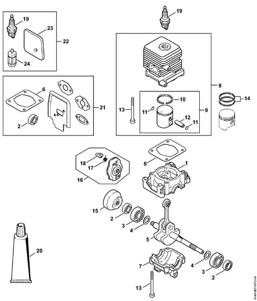 Crankcase, Cylinder KombiEngines (KM) KM 55 RC-E Stihl