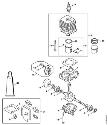 Crankcase, Cylinder KombiEngines (KM) KM 55 RC-E Stihl