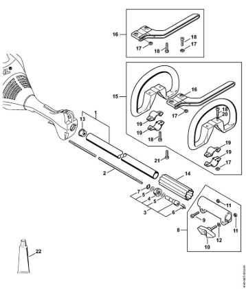Drive tube assembly, Loop handle KombiEngines (KM) KM 55 RC-E Stihl