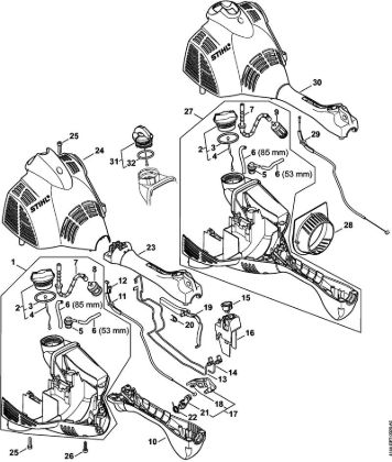 Engine housing (Loop handle) KM 56 RC KombiEngines (KM) KM 56 RC-E Stihl