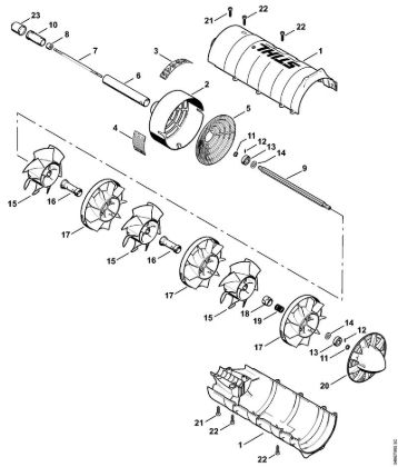 Fan housing, Drive tube assembly KombiTools (-KM) BG-KM Stihl