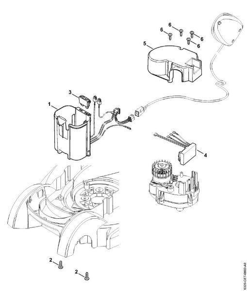 Battery holder, electronic module Cordless lawn mowers (RMA) RMA 370 Stihl