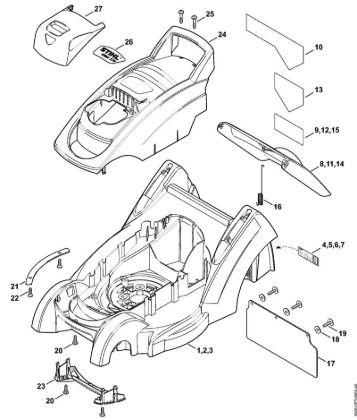 Housing, Hood Cordless lawn mowers (RMA) RMA 370 Stihl