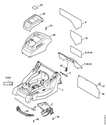 Housing, Hood Cordless lawn mowers (RMA) RMA 410 C Stihl