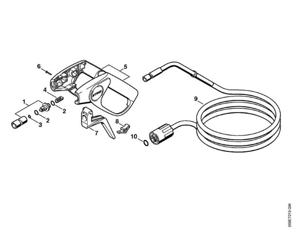 Spray gun, Spray lance/wand (18.96), (11.95) Electric pressure washers (RE) RE 101 K Stihl