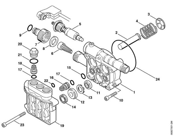 Pump housing, valve block Electric pressure washers (RE) RE 106 K Stihl