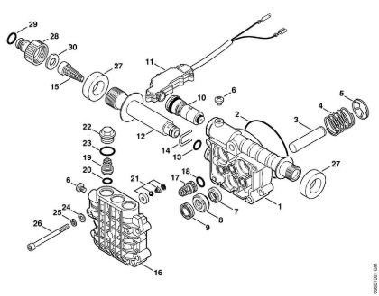 Pump housing, valve block Electric pressure washers (RE) RE 107 Stihl