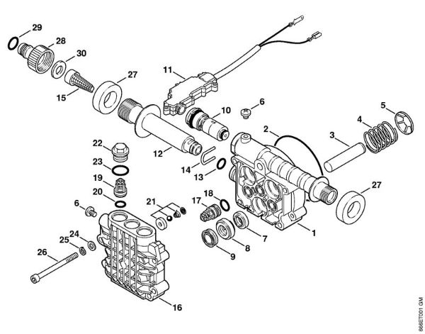 Pump housing, valve block Electric pressure washers (RE) RE 107 Stihl