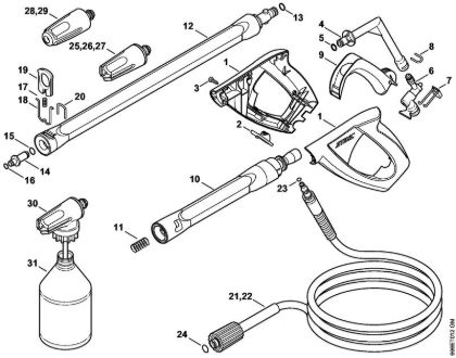 Spray gun, Spray lance/wand Electric pressure washers (RE) RE 107 Stihl