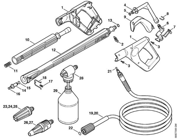 Spray gun, Spray lance/wand (05.2007) Electric pressure washers (RE) RE 107 Stihl