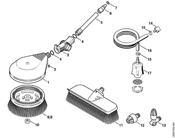 Washing brush, Suction hose Electric pressure washers (RE) RE 107 Stihl