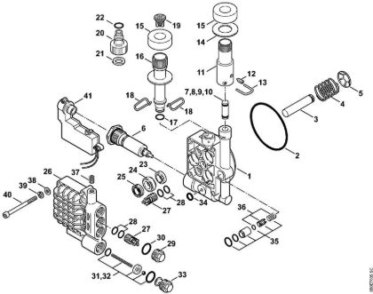 Pump housing, valve block Electric pressure washers (RE) RE 108 Stihl