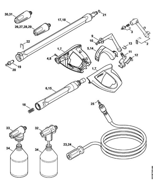 Spray gun, Spray lance/wand Electric pressure washers (RE) RE 109 Stihl