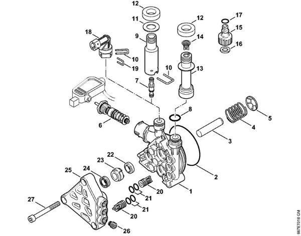 Pump, valve block Electric pressure washers (RE) RE 117 Stihl