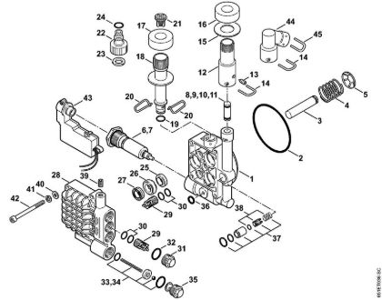 Pump housing, valve block Electric pressure washers (RE) RE 118 Stihl