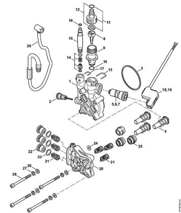 Pump housing, valve block Electric pressure washers (RE) RE 119 Stihl