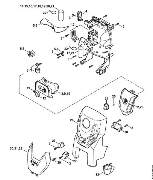 Housing, Machine cover, Switch housing Electric pressure washers (RE) RE 129 PLUS Stihl