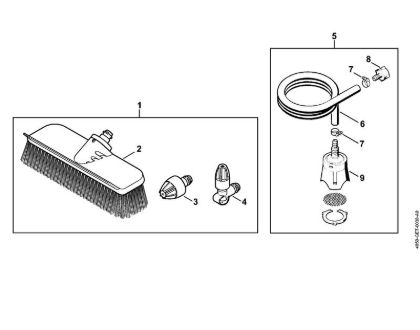 Washing brush, Suction hose    06/2019 Electric pressure washers (RE) RE 130 PLUS Stihl