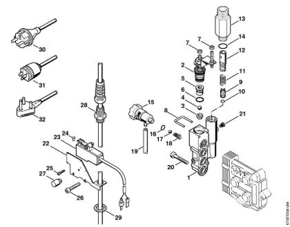 Regulation valve block, Power cable Electric pressure washers (RE) RE 161 K Stihl