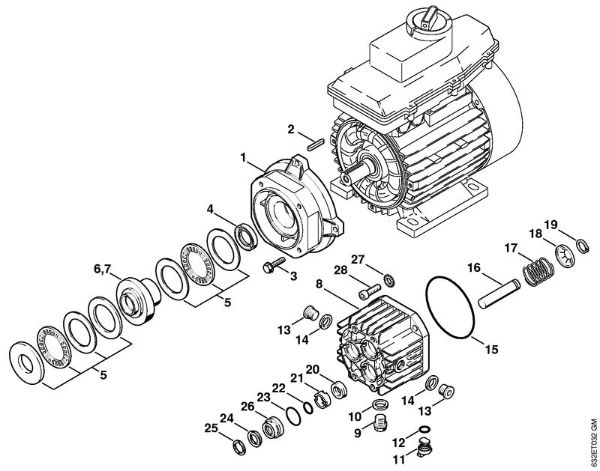 Drive housing, Pump Electric pressure washers (RE) RE 270 K Stihl