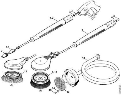 Rotory nozzle, rotory washing brush, Suction hose Electric pressure washers (RE) RE 280 K Stihl