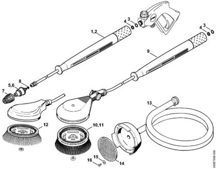 Rotory nozzle, rotory washing brush, Suction hose Electric pressure washers (RE) RE 360 K PLUS Stihl