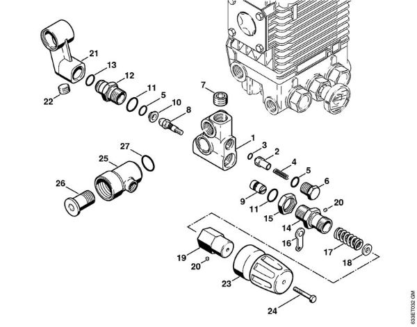 Regulation valve block    X 42 343 563 (30.2000) Electric pressure washers (RE) RE 460 K Stihl