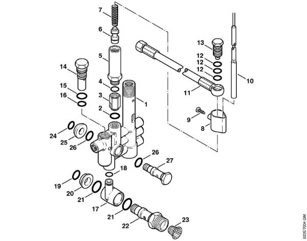 Regulation valve block, Safety valve Electric pressure washers (RE) RE 520 W Stihl