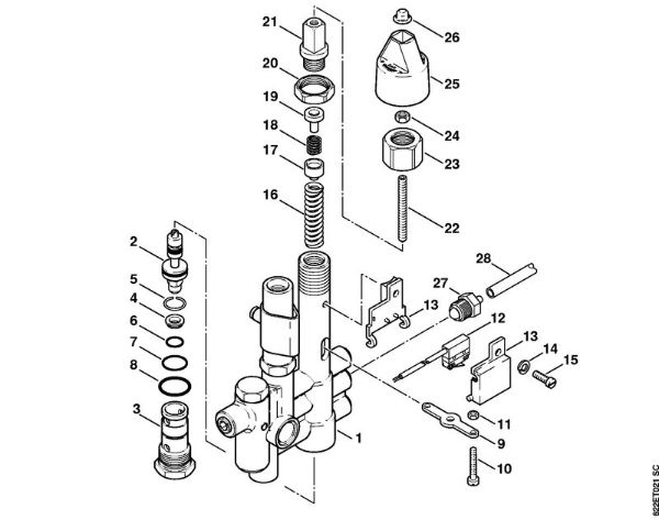 Regulation valve block, Control piston Electric pressure washers (RE) RE 580 W Stihl